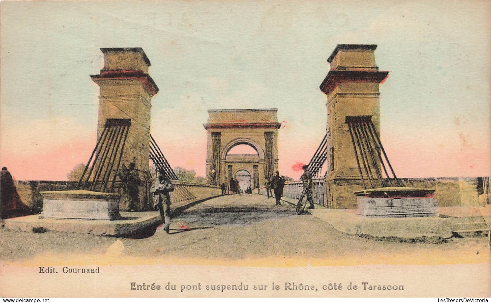 FRANCE - Vue Sur L'entrée Du Pont Suspendu Sur Le Rhône, Côté De Tarascon - Colorisé - Carte Postale Ancienne - Sonstige & Ohne Zuordnung