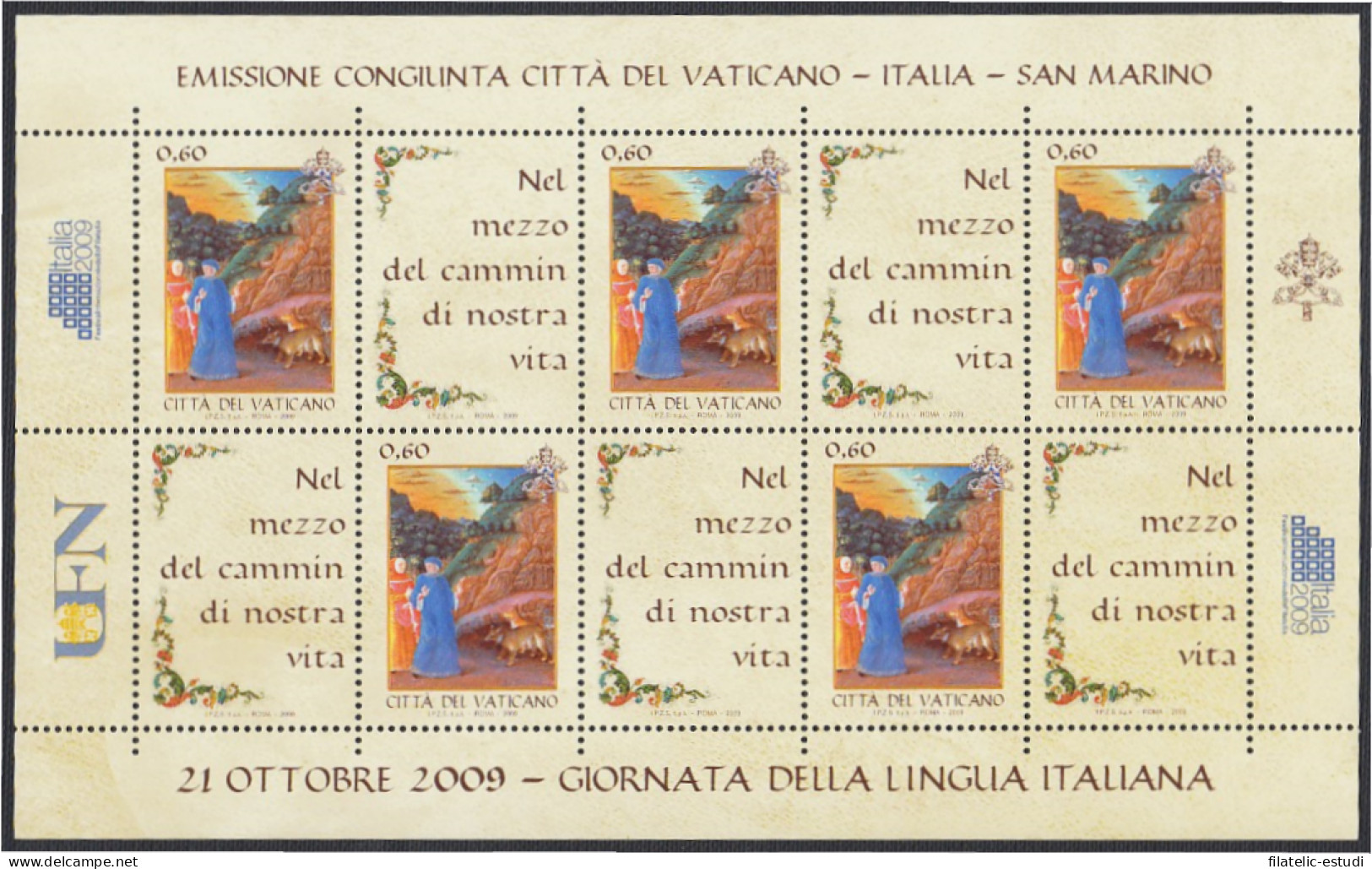 Vaticano 1506 2009 Minihojita 21 Octubre Día De La Lengua Italiana MNH - Autres & Non Classés