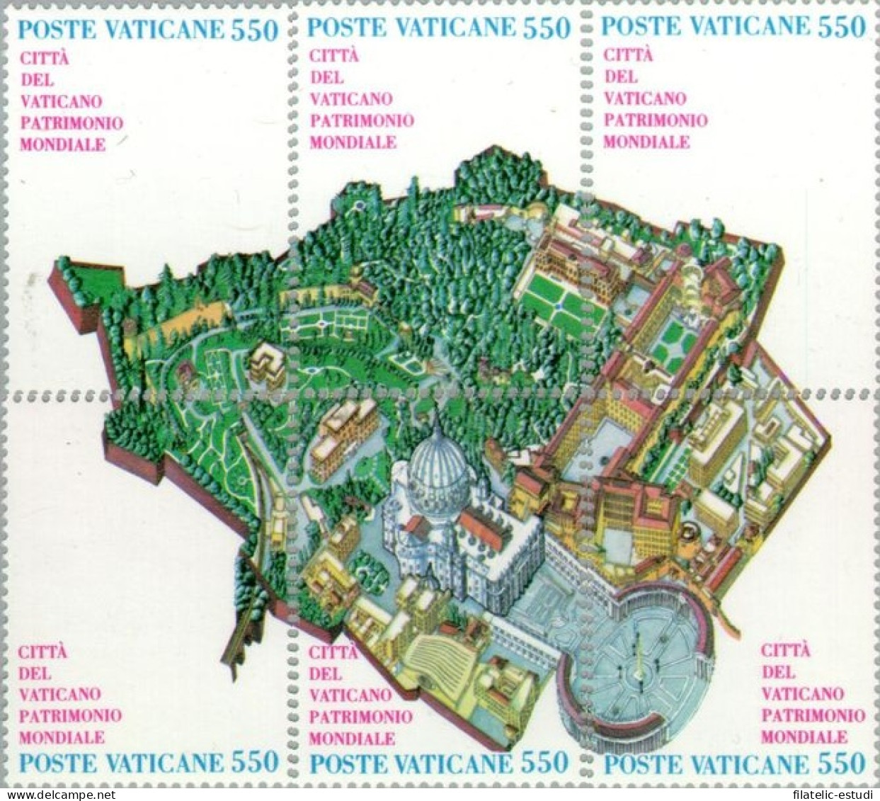 Vaticano - 786/91 - 1986 Ciudad Del Vaticano Patrimonio Mundial Plano De La Ci - Otros & Sin Clasificación