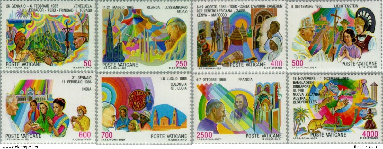 Vaticano - 817/24 - 1987 Viajes De S S Juan Pablo II Lujo - Otros & Sin Clasificación