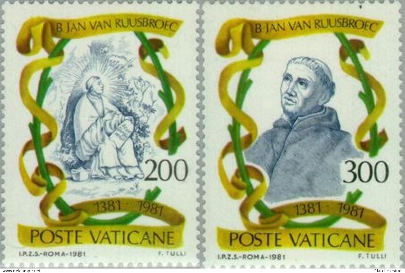 REL/S Vaticano  Nº 713/14   1981  6º Cent. Muerte De B. J. Van Ruusbroec Lujo - Altri & Non Classificati