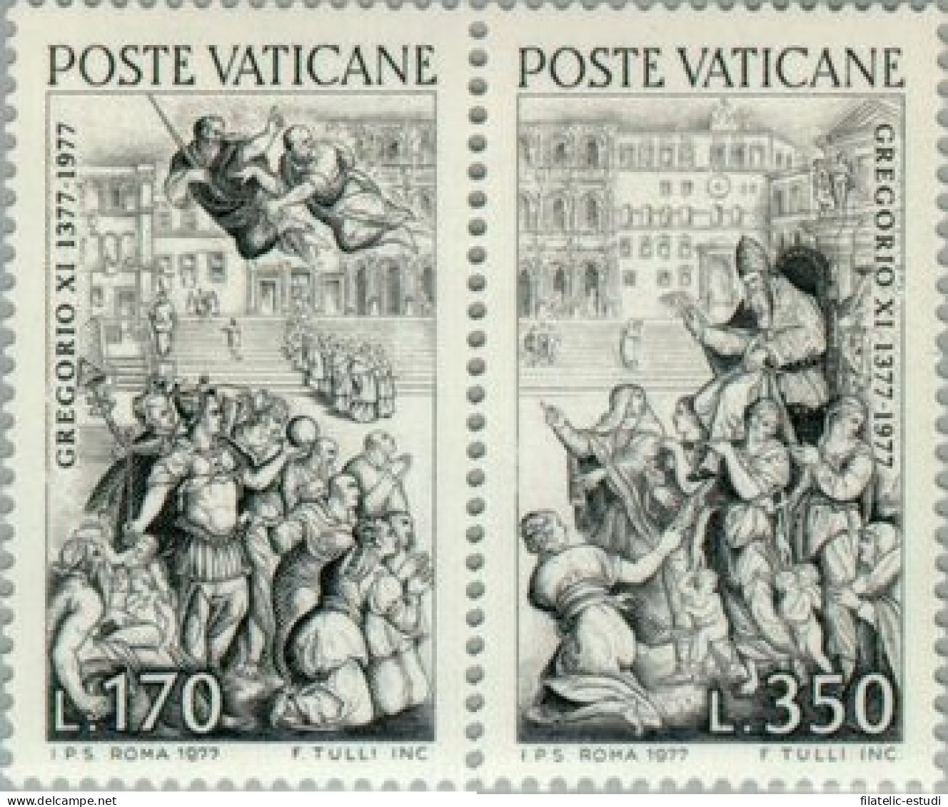 Vaticano -634/35 - 1977 Regreso Del Papa Gregorio XI A Roma Fresco De Girgio V - Otros & Sin Clasificación