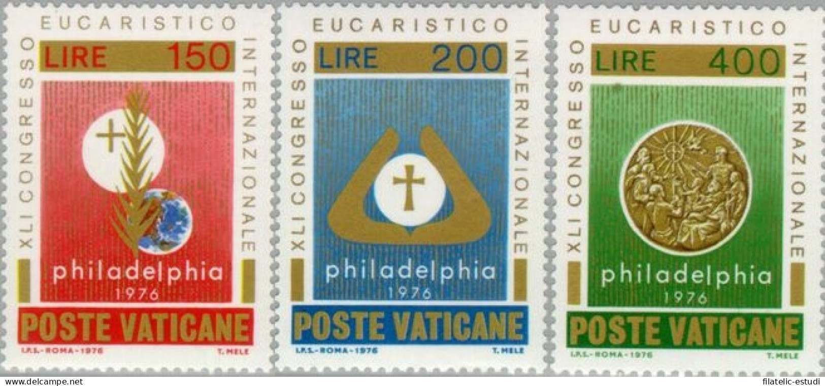 Vaticano - 613/15 - 1976 41º Congreso Eucarístico Inter. Filadelfia Emblema Me - Sonstige & Ohne Zuordnung