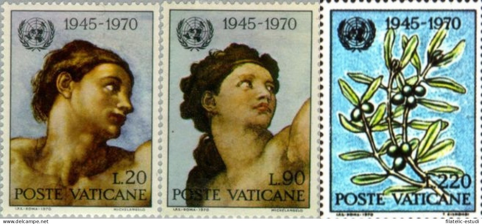 REL/S Vaticano  Nº 510/12  1970  25º Aniv. De La ONU Obras De Miguel Angel Luj - Other & Unclassified