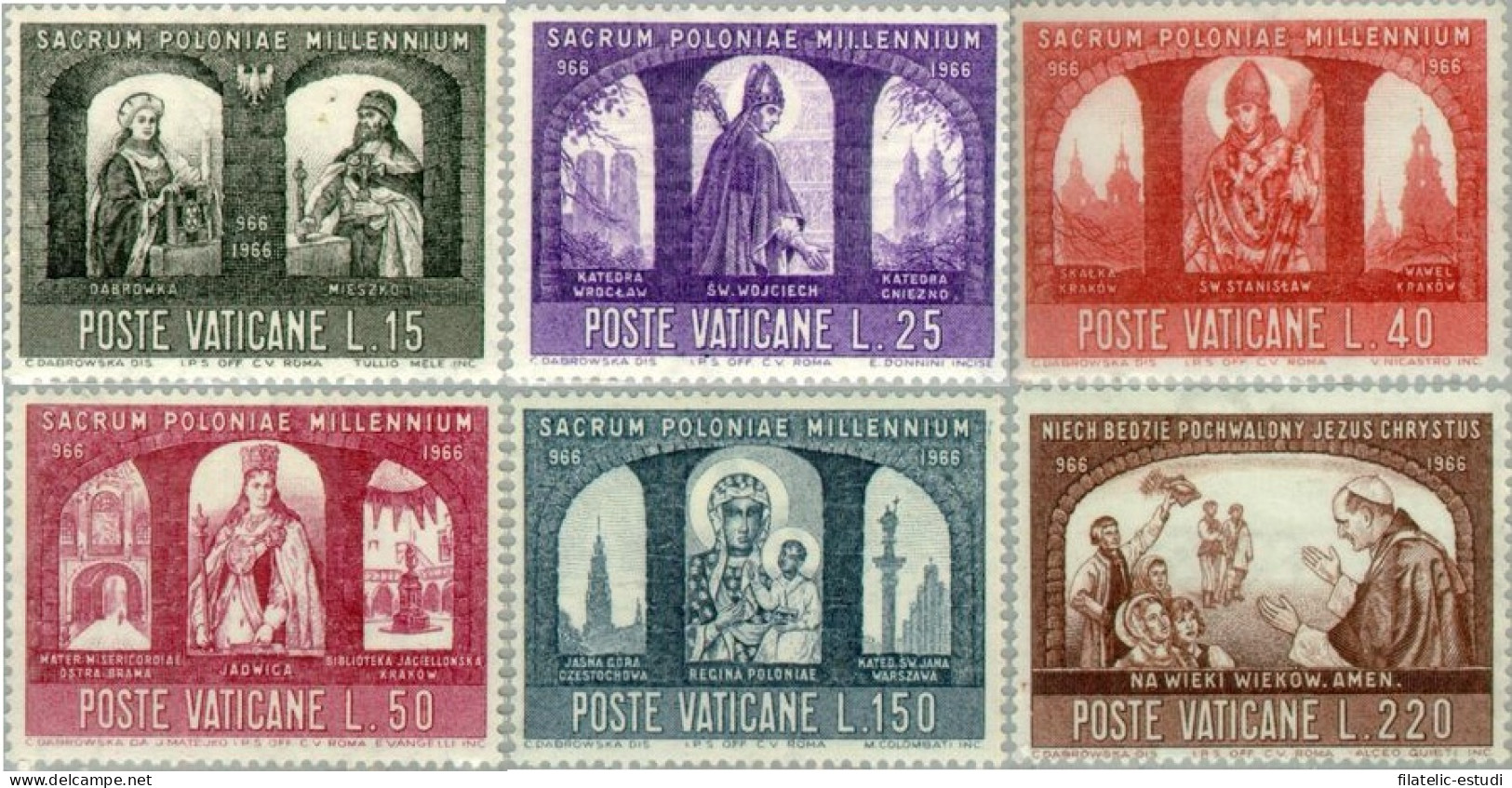 Vaticano  Nº 451/56  1966  Milenario Del Cristianismo En Polonia Lujo - Autres & Non Classés