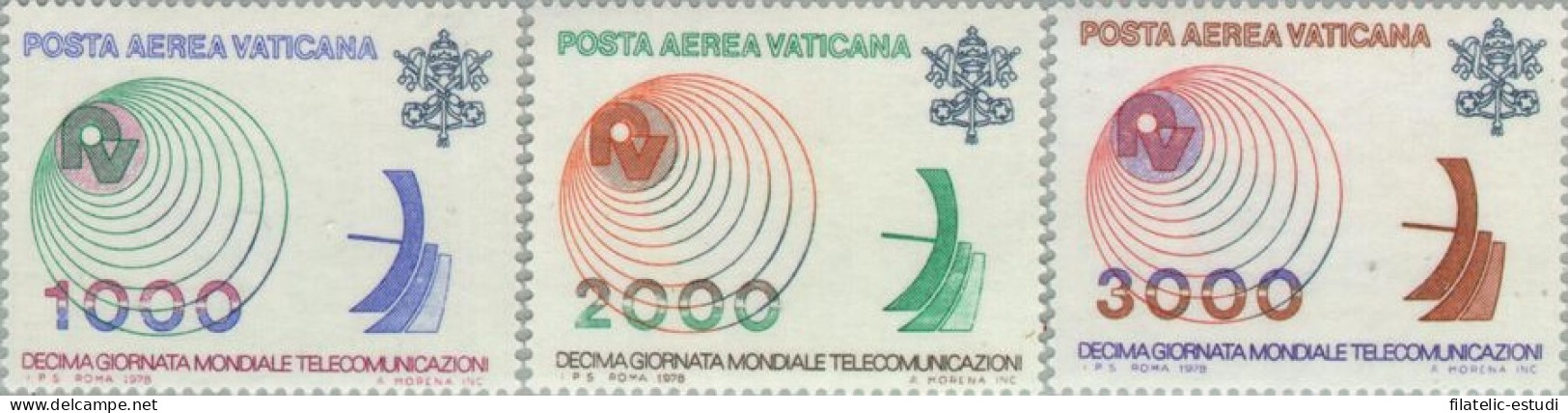 Vaticano Aéreo 63/65 1978 10º Jornada Mundial Telecomunicaciones MNH - Otros & Sin Clasificación