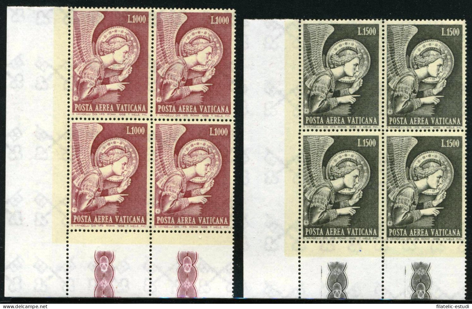 REL Vaticano Aéreo 53/54  Bl. 4 1968 Angel MNH - Other & Unclassified