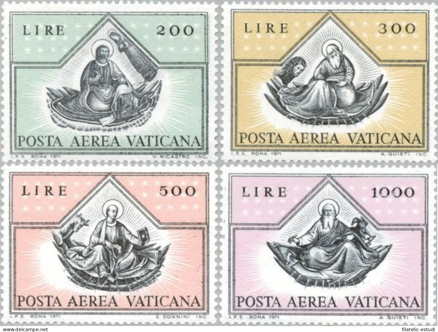 Vaticano Aéreo 55/58 1971 Pinturas De Los 4 Evangelistas MNH - Other & Unclassified