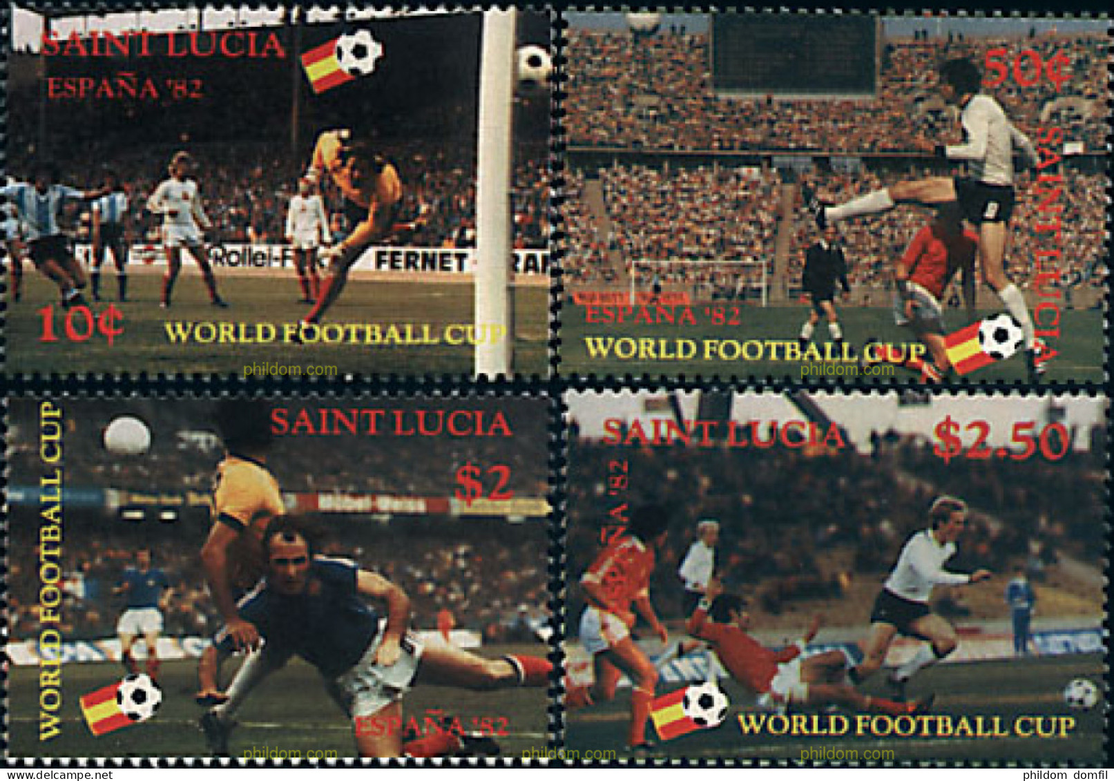 725235 HINGED SANTA LUCIA 1982 COPA DEL MUNDO DE FUTBOL. ESPAÑA-82 - St.Lucia (1979-...)