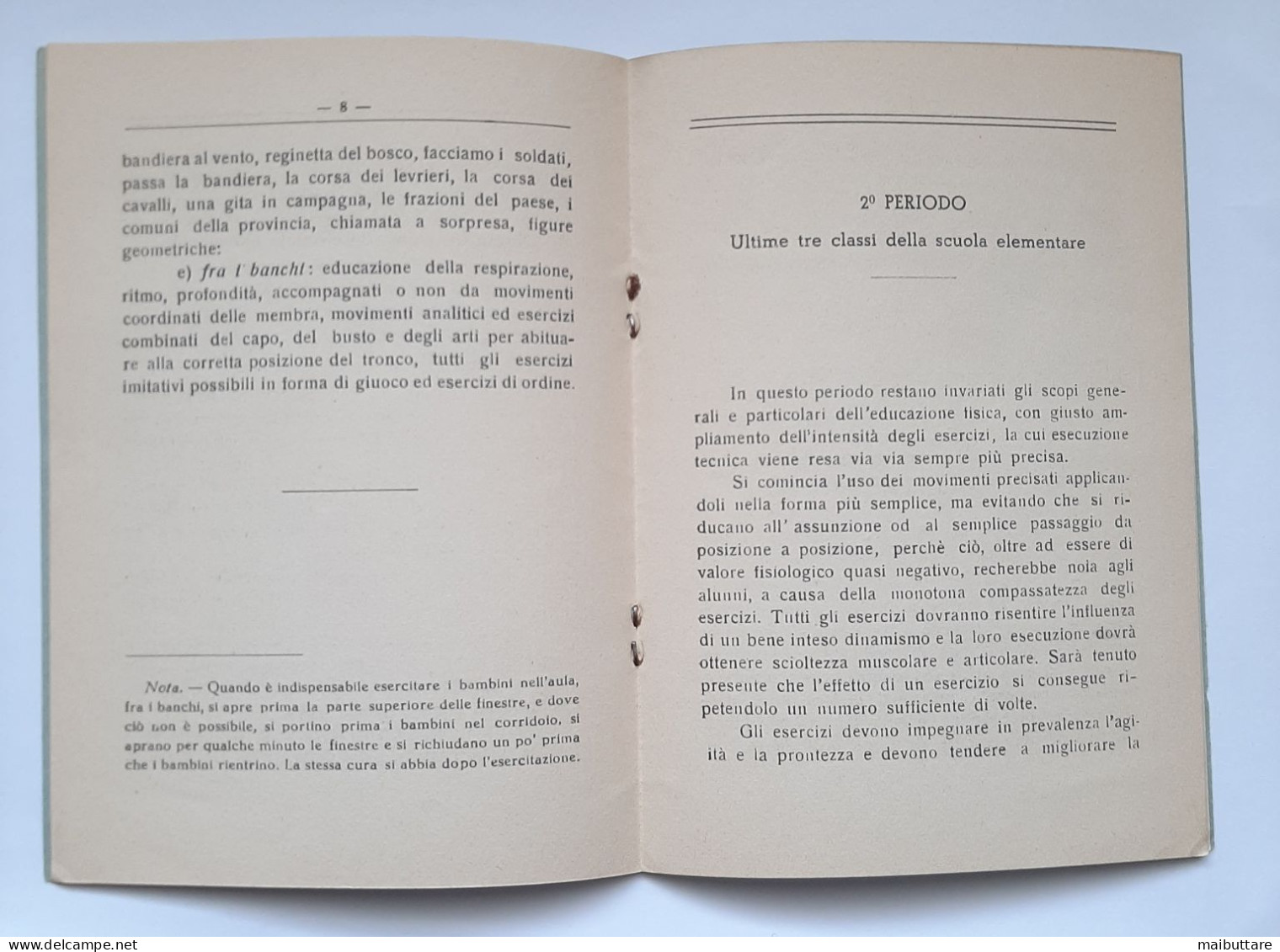 Opuscolo Programma D'insegnamento Di Educazione Fisica Per Le Scuole Elementari P.N.F Gioventù Italiana Del Littorio - Weltkrieg 1939-45