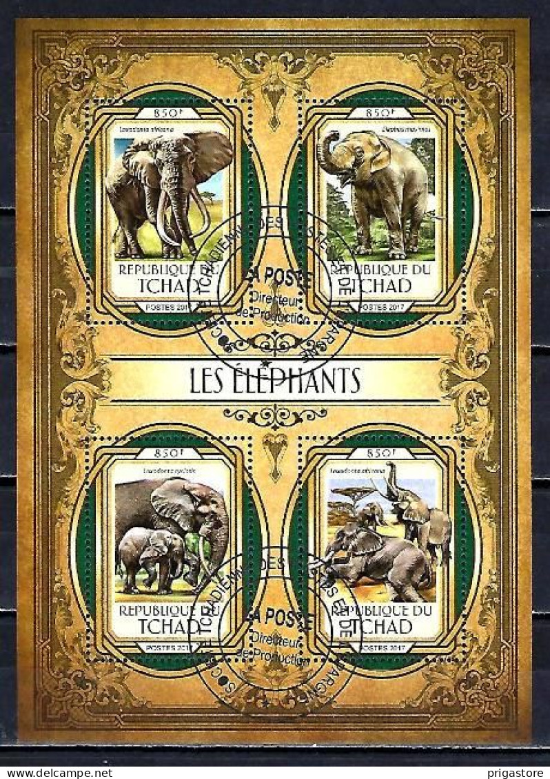 Animaux Eléphants Tchad 2017 (319) Yvert N° 1867 à 1870 Oblitérés Used - Elefantes