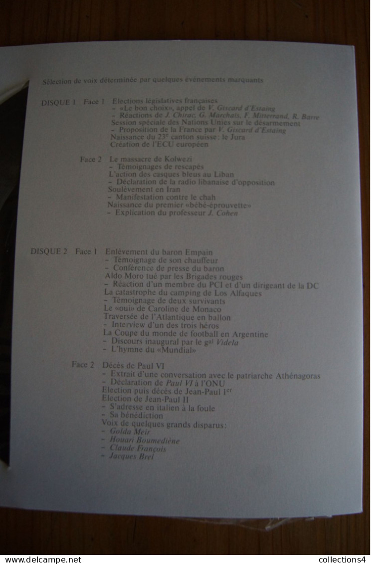 CLAUDE FRANCOIS JACQUES BREL GOLDA MEIR PAUL VI  ET + PANORAMA MONDIAL RTL 1978 RARISSIME 2 33T SUISSE FORMAT EP - Formats Spéciaux