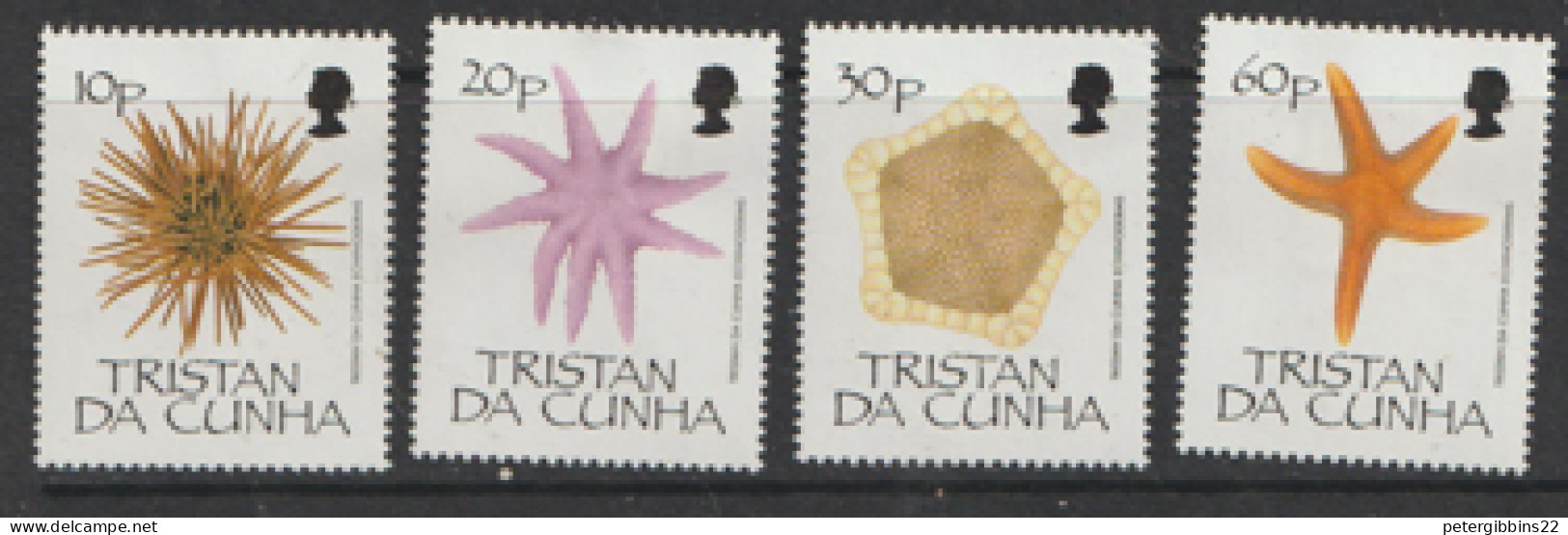 Tristan Da Cunha  1990 494-7 Echiderms  Mounted Mint - Tristan Da Cunha