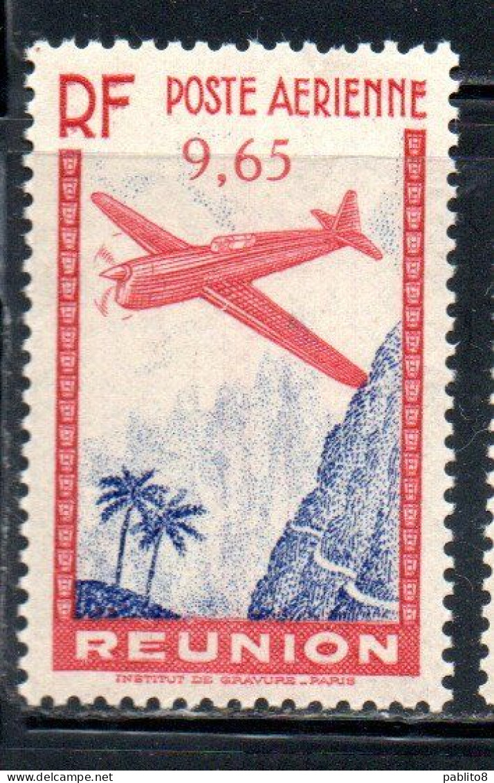 ISOLA DI RIUNION REUNION ISLAND ILE 1938 POSTE AERIENNE AIR POST MAIL AIRMAIL AIRPLANE LANDSCAPE 9.65fr MNH - Posta Aerea