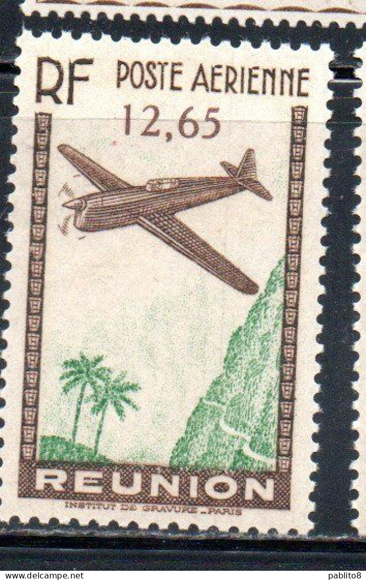 ISOLA DI RIUNION REUNION ISLAND ILE 1938 POSTE AERIENNE AIR POST MAIL AIRMAIL AIRPLANE LANDSCAPE 12.65fr MNH - Aéreo