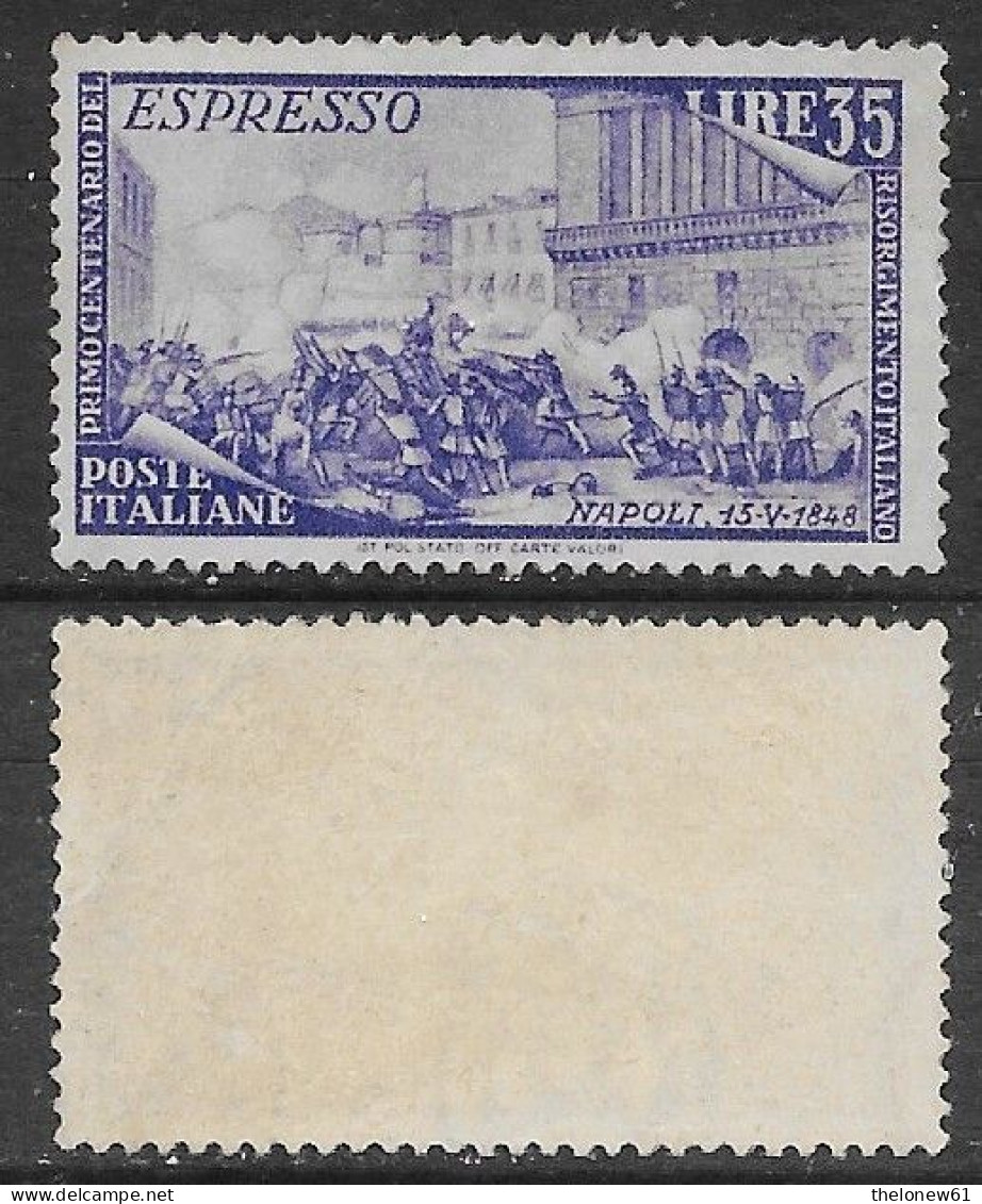 Italia Italy 1948 Risorgimento Espresso L35 Sa N.E32 Nuovo Integro MNH ** - Eilpost/Rohrpost