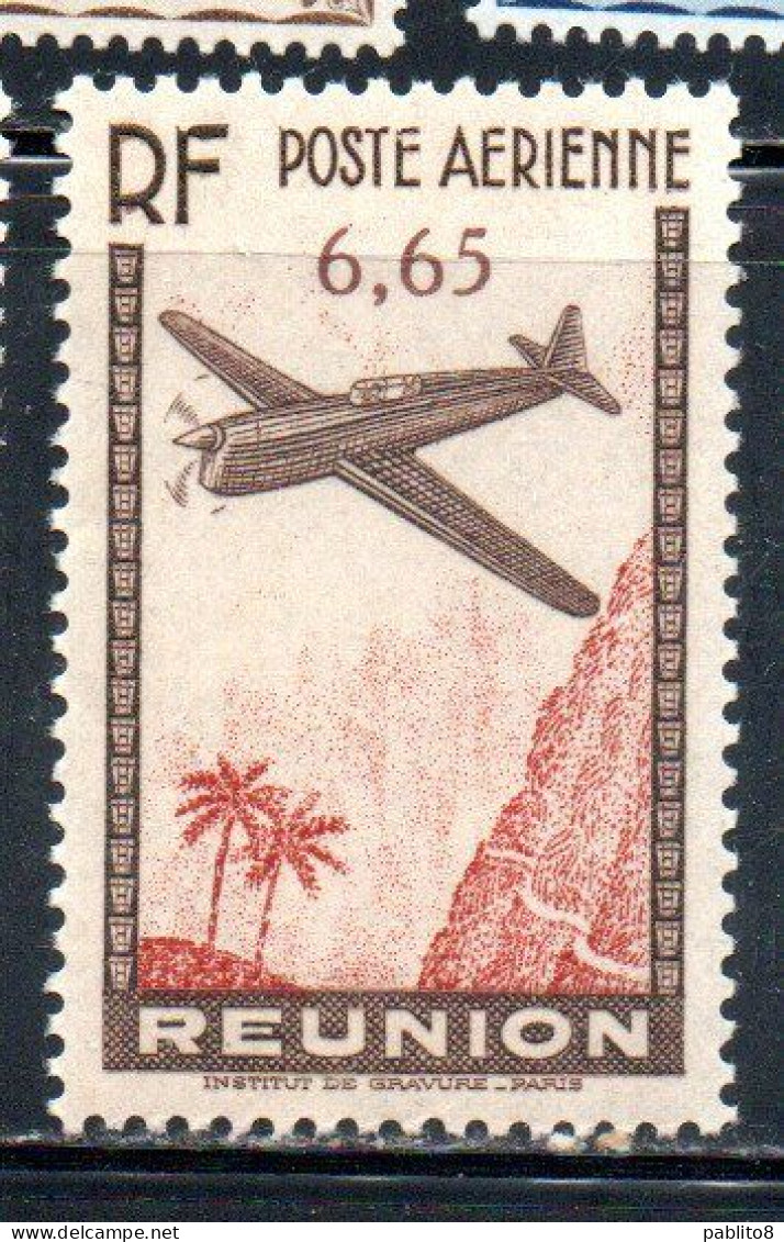 ISOLA DI RIUNION REUNION ISLAND ILE 1938 POSTE AERIENNE AIR POST MAIL AIRMAIL AIRPLANE LANDSCAPE 6.65fr MNH - Airmail