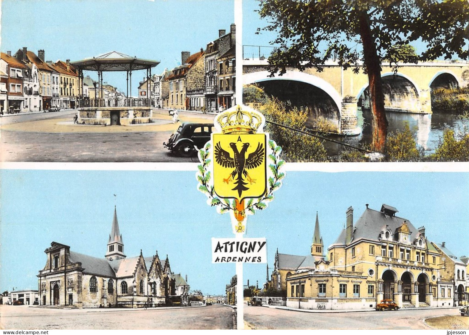 ARDENNES  08  ATTIGNY - QUATRE VUES - BLASON - Attigny