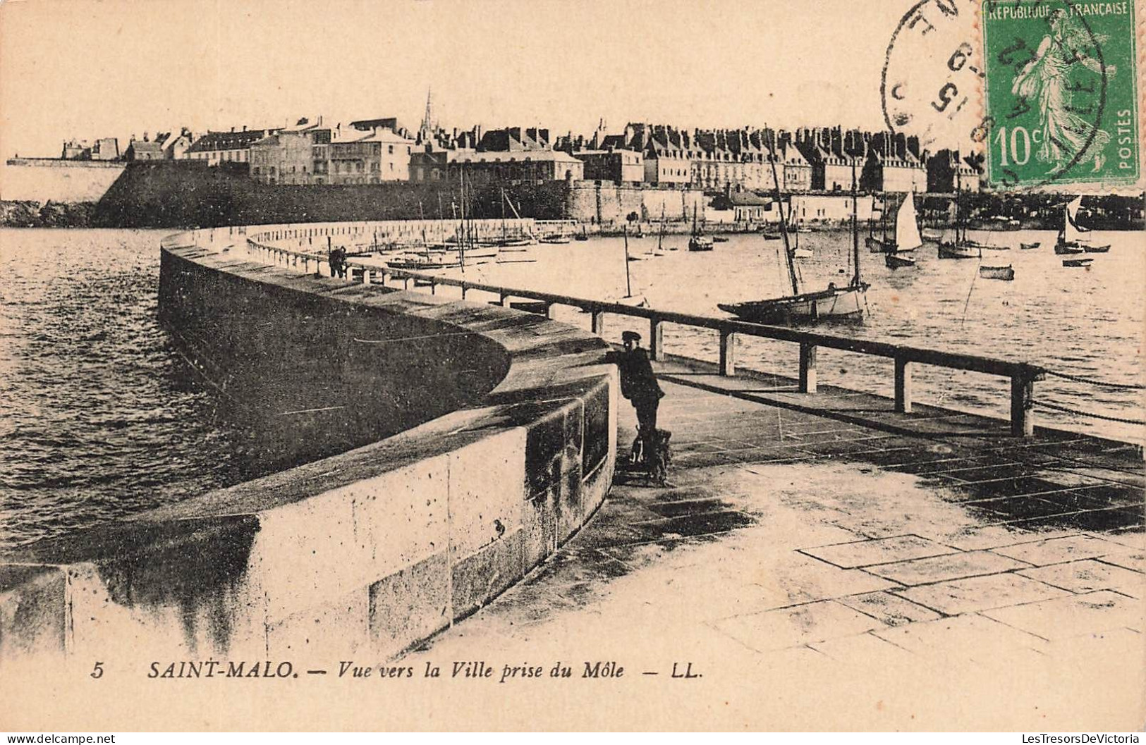 FRANCE - Saint Malo - Vue Vers La Ville Prise Du Môle - LL - Bateaux - Carte Postale Ancienne - Saint Malo