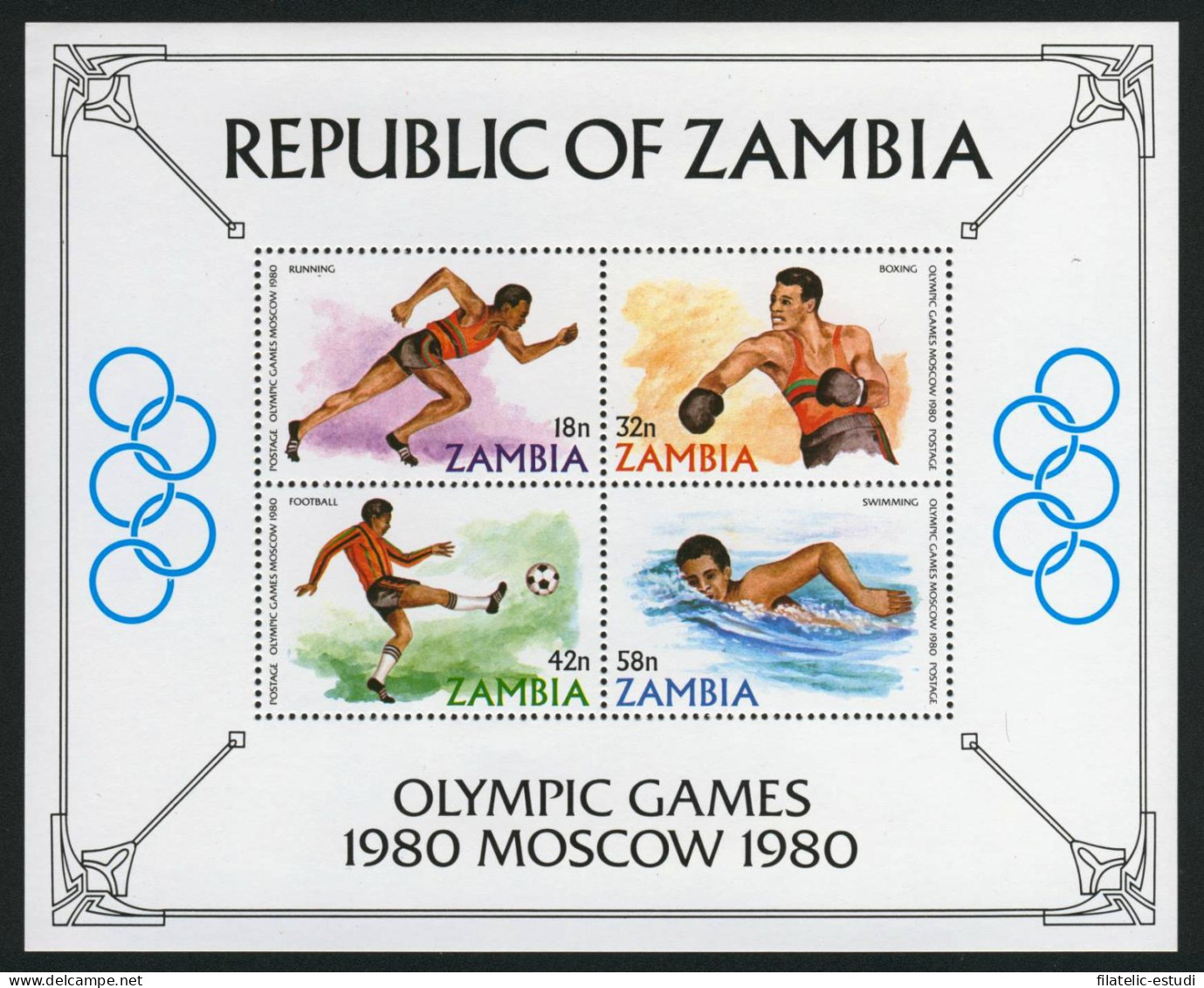 OLI2  Zambia HB 9 1980 JJOO Moscú  MNH - Zambie (1965-...)