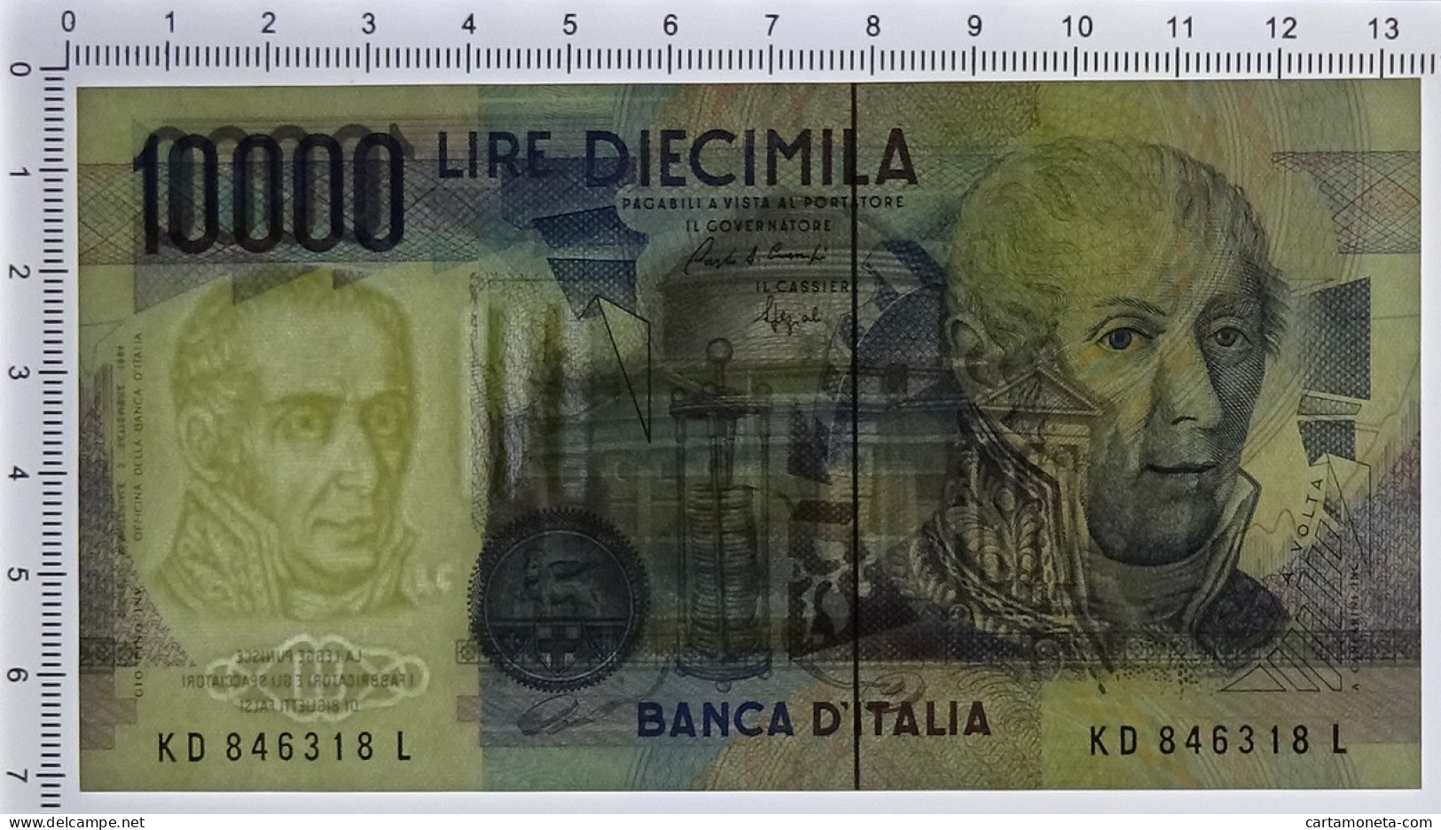 10000 LIRE BANCA D'ITALIA ALESSANDRO VOLTA LETTERA D 22/11/1989 FDS - Autres & Non Classés