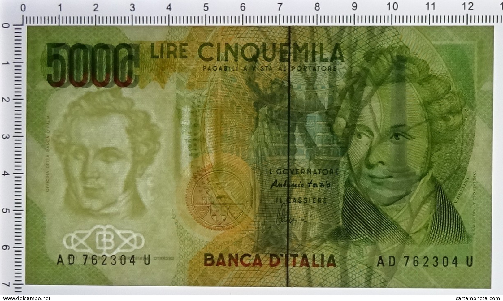 5000 LIRE BANCA D'ITALIA VINCENZO BELLINI LETTERA D 26/11/1996 QFDS - Autres & Non Classés