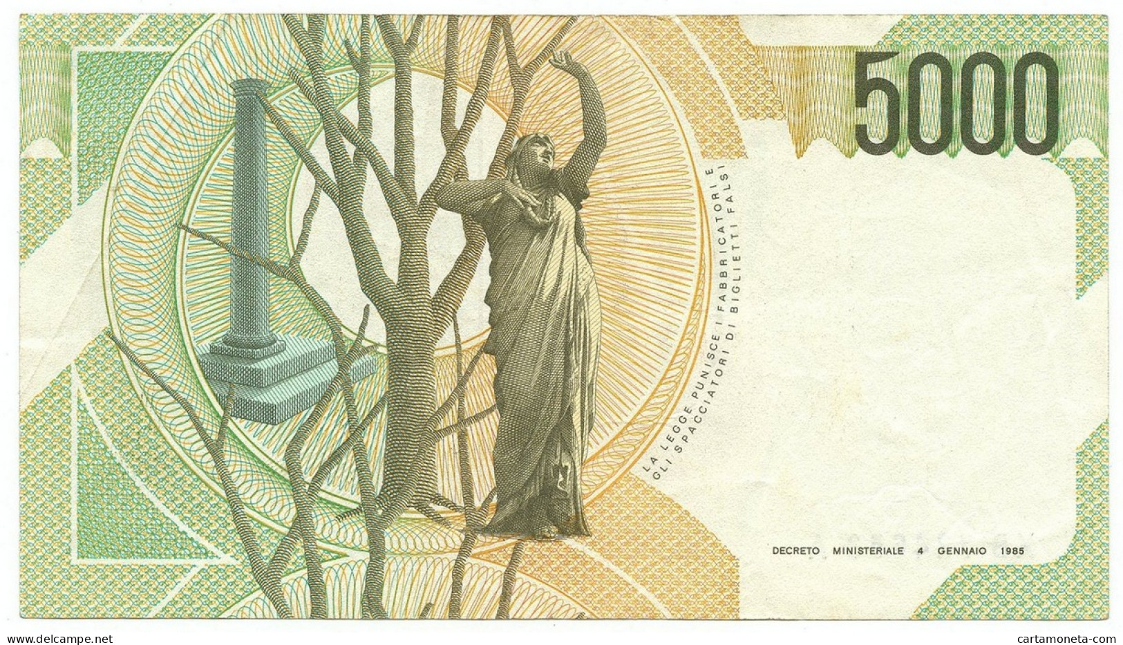 5000 LIRE B. D'ITALIA VINCENZO BELLINI SERIE SOSTITUTIVA XB 12/11/1993 BB+ - Autres & Non Classés