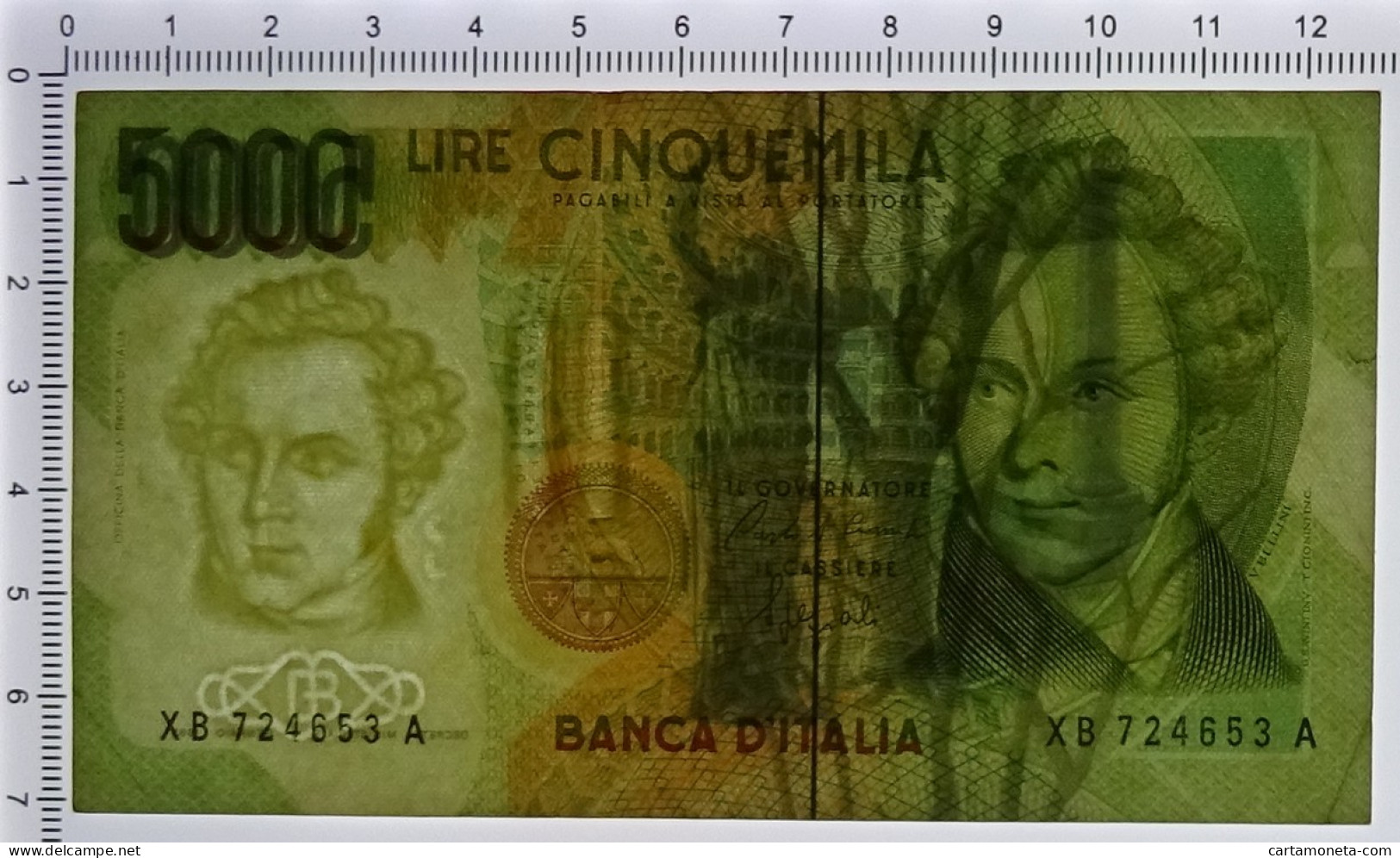 5000 LIRE B. D'ITALIA VINCENZO BELLINI SERIE SOSTITUTIVA XB 12/11/1993 BB+ - Altri & Non Classificati