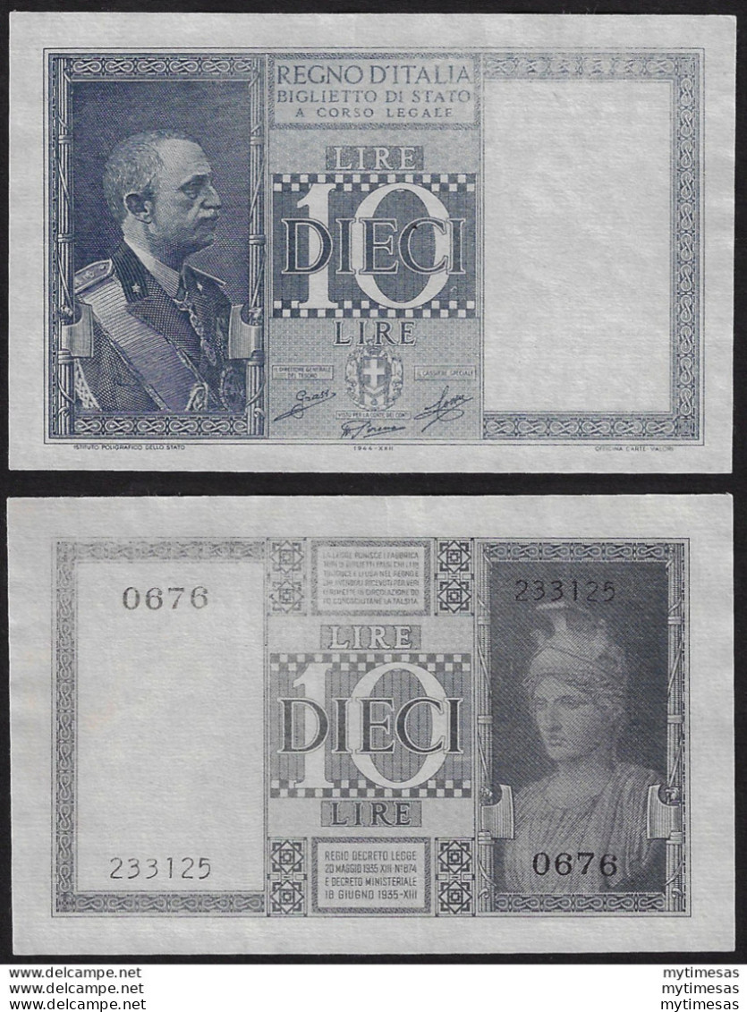 1944 Lire 10 Impero SUP Rif BS 18D Gigante - Other & Unclassified