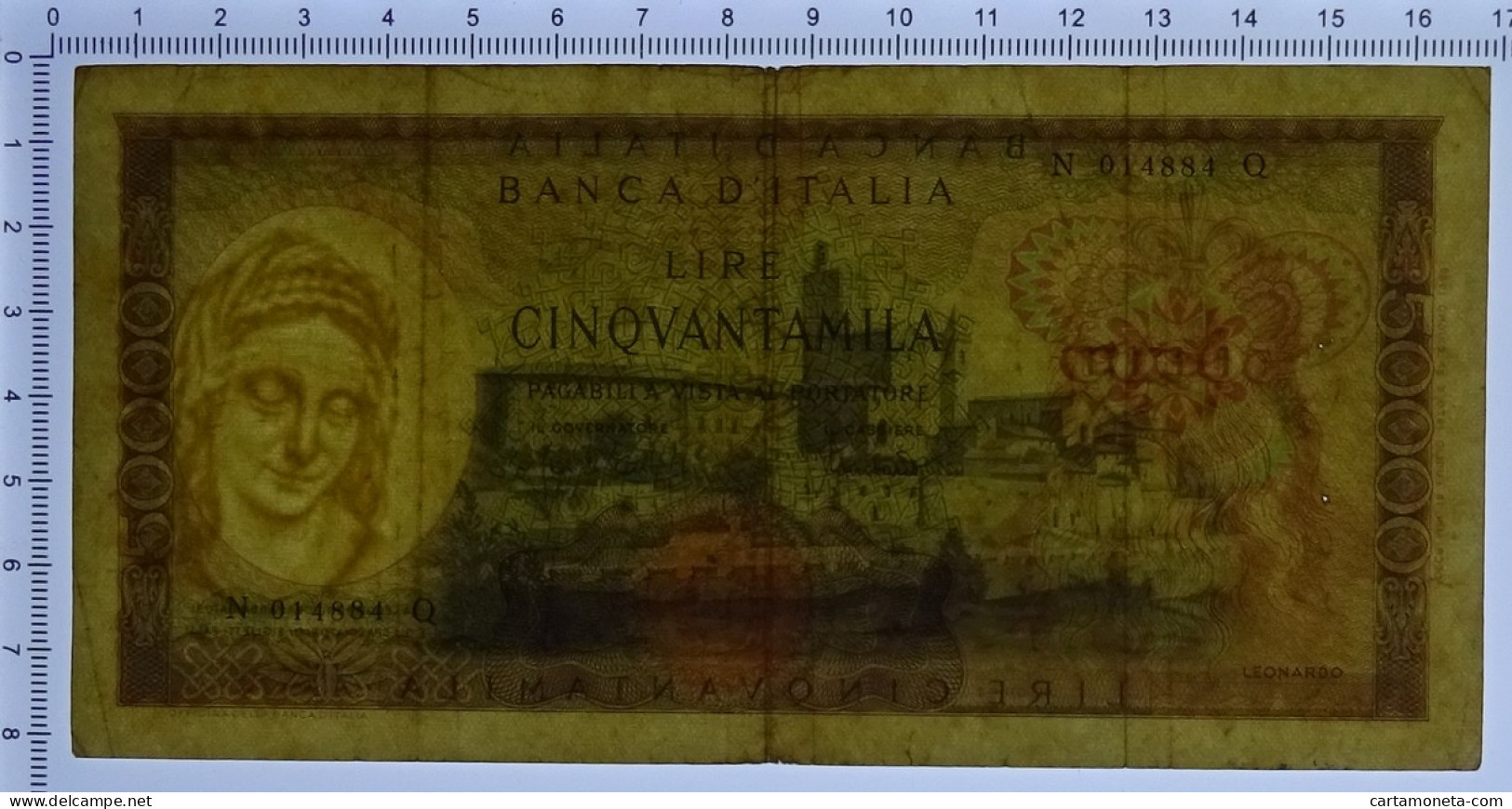 50000 LIRE BANCA D'ITALIA LEONARDO DA VINCI MEDUSA 19/07/1970 BB - Autres & Non Classés