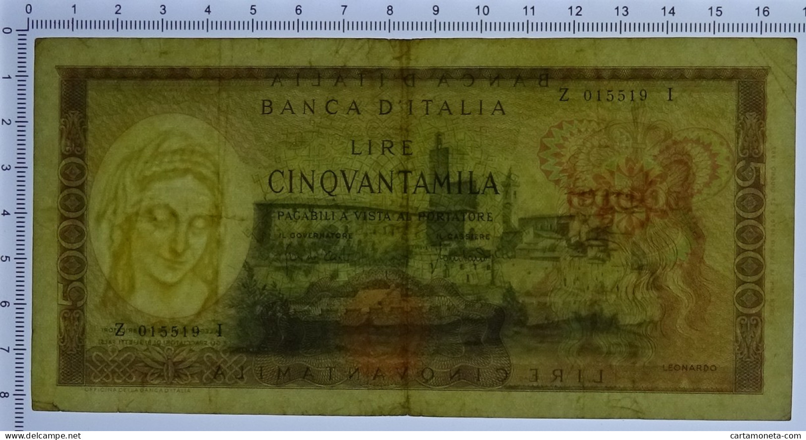 50000 LIRE LEONARDO DA VINCI SENZA FIBRILLE FUORI SERIE DICHIARATE 19/07/1970 BB - Sonstige & Ohne Zuordnung