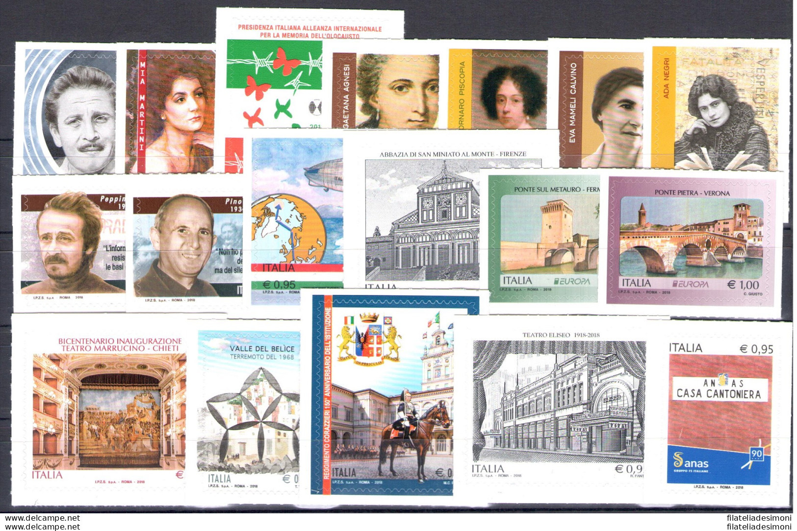 2018 Italia Repubblica , Annata Completa 58 Valori + 1 Foglietto - MNH** - Franc - Vollständige Jahrgänge