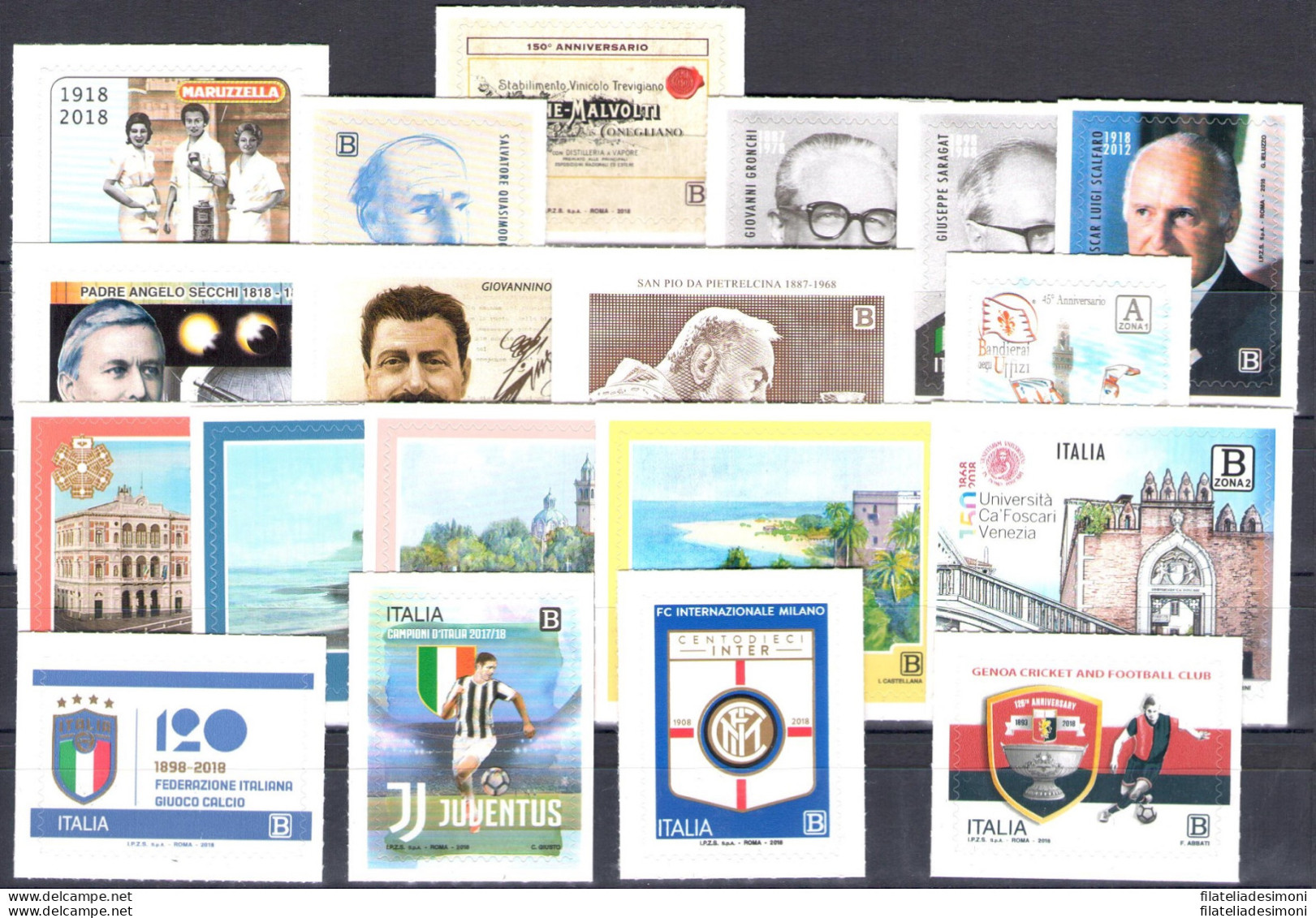 2018 Italia Repubblica , Annata Completa 58 Valori + 1 Foglietto - MNH** - Franc - Volledige Jaargang