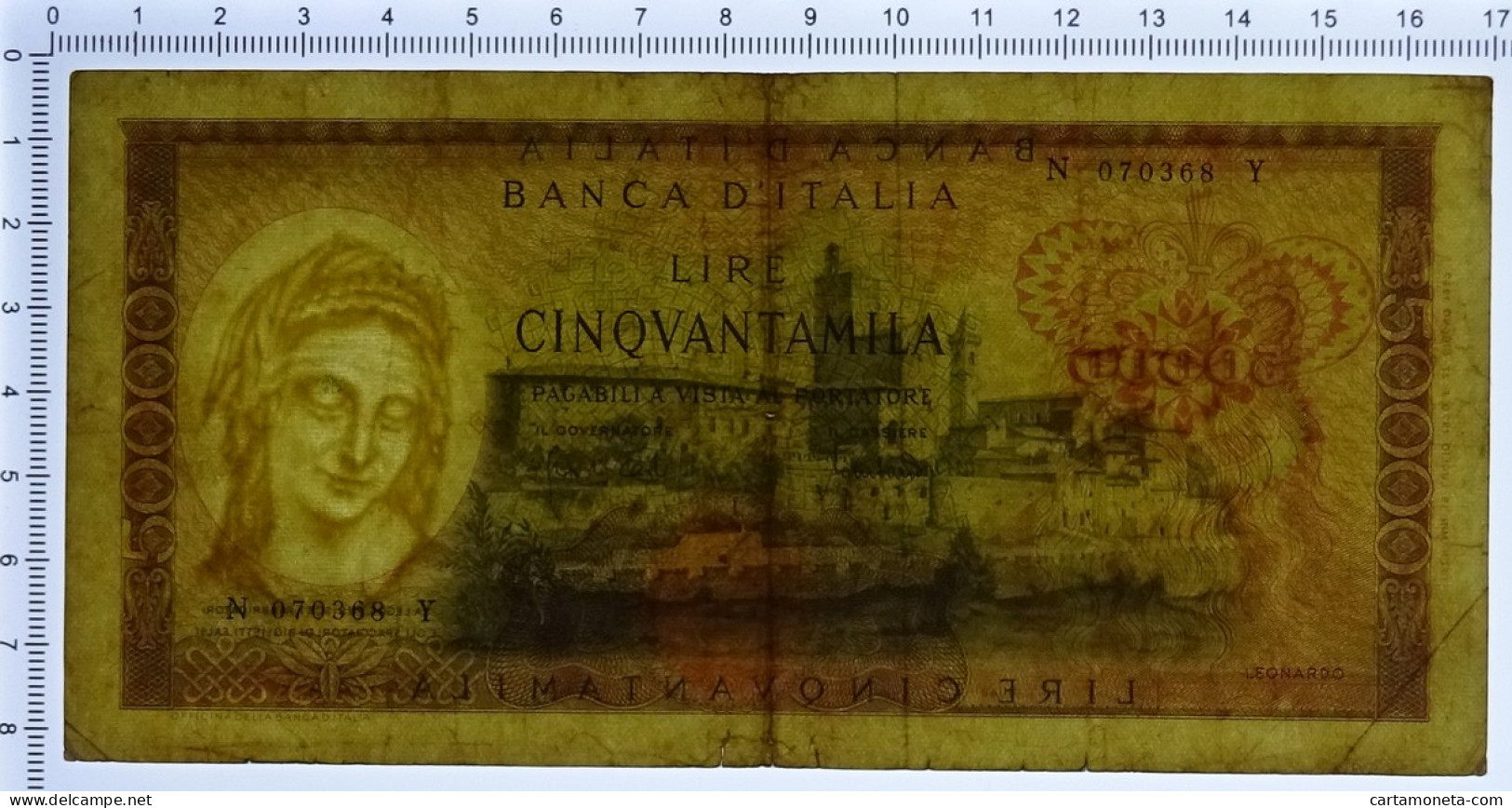 50000 LIRE BANCA D'ITALIA LEONARDO DA VINCI MEDUSA 19/07/1970 BB- - Autres & Non Classés