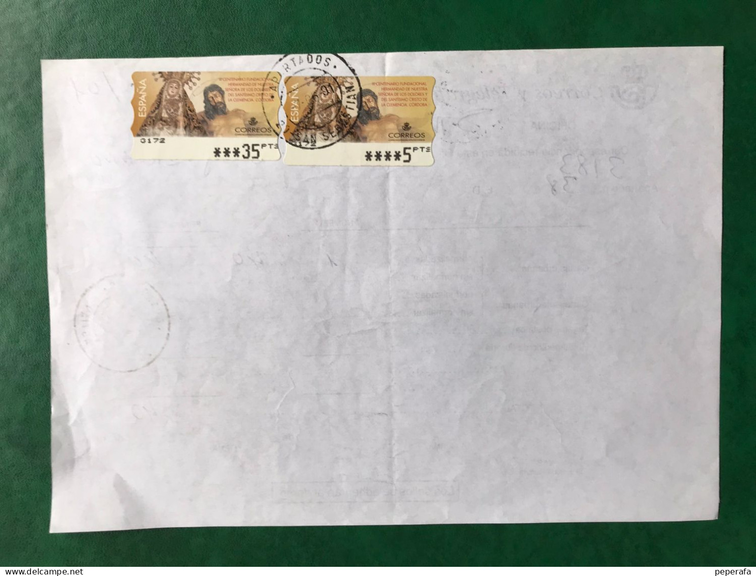 España Spain 2000, 2 ATMs Al Dorso,  CÓRDOBA, DOCUMENTO POSTAL CORRESPONDENCIA RECIBIDA 40 PTS, EPELSA, RARO!!! - Timbres De Distributeurs [ATM]