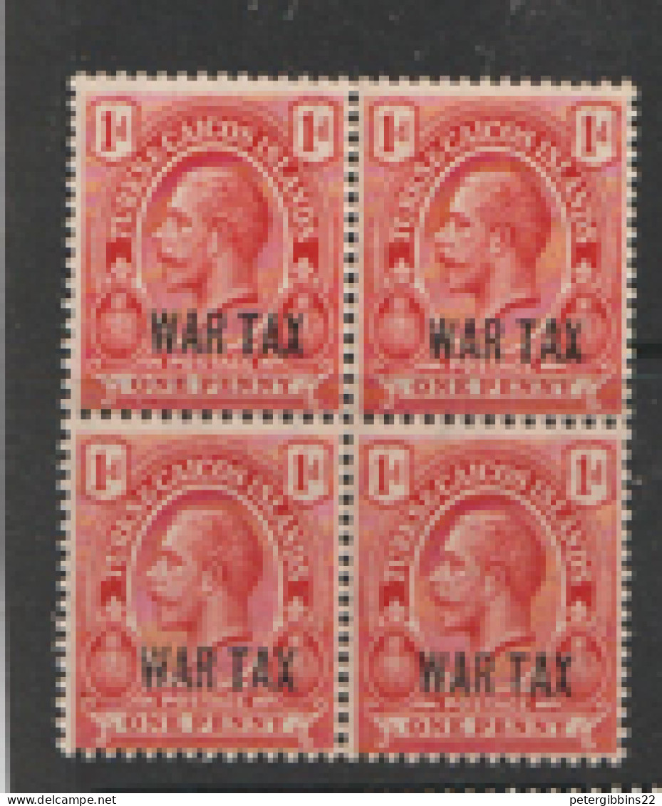 Turks And Caicos  1917  SG 140 WAR TAX  Overprint Mounted Mint Block Of Four - Turks And Caicos