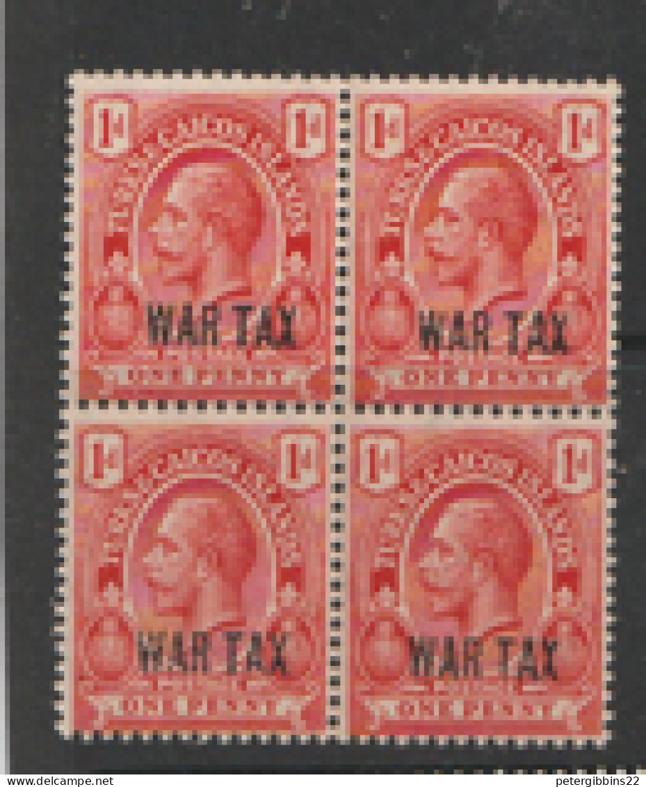 Turks And Caicos  1917  SG 140 WAR TAX  Overprint Mounted Mint Block Of Four - Turks & Caicos (I. Turques Et Caïques)