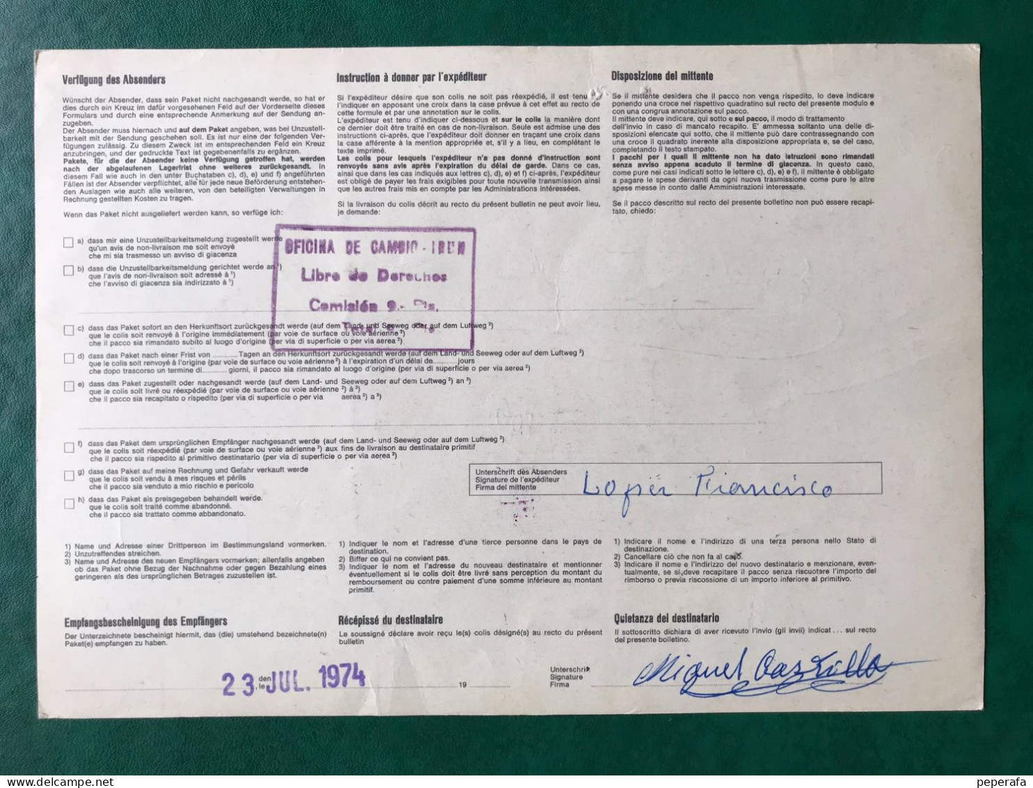 España Spain 1974, DOCUMENTO POSTAL ESPAÑOL CON SELLOS DE SUIZA HELVETIA, Postmark Cancel, RARO!!! - Automaatzegels [ATM]