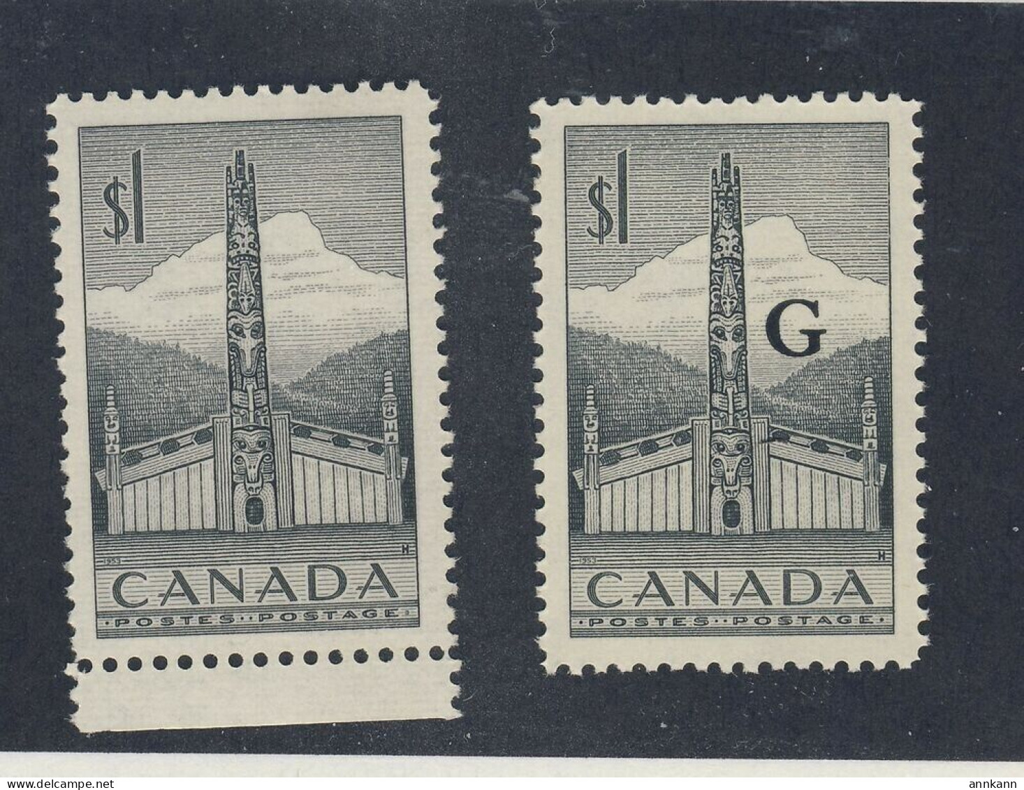 Canada #321-$1.00 And #O32-$1.00 Totem G Overprint Both MNH (mint Never Hinged) - Sobrecargados