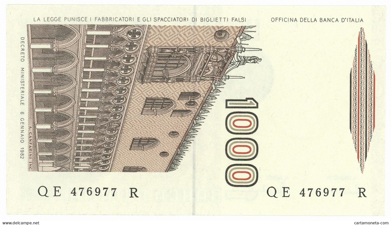 1000 LIRE MARCO POLO LETTERA E 18/01/1988 FDS - Sonstige & Ohne Zuordnung