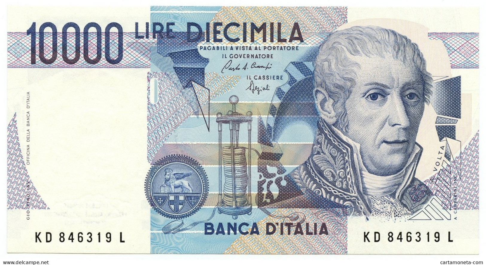 10000 LIRE BANCA D'ITALIA ALESSANDRO VOLTA LETTERA D 22/11/1989 FDS - Andere & Zonder Classificatie