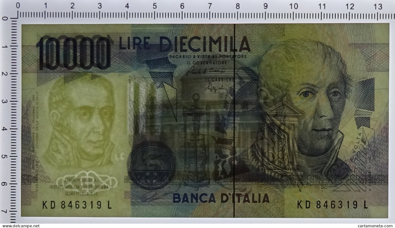 10000 LIRE BANCA D'ITALIA ALESSANDRO VOLTA LETTERA D 22/11/1989 FDS - Otros & Sin Clasificación