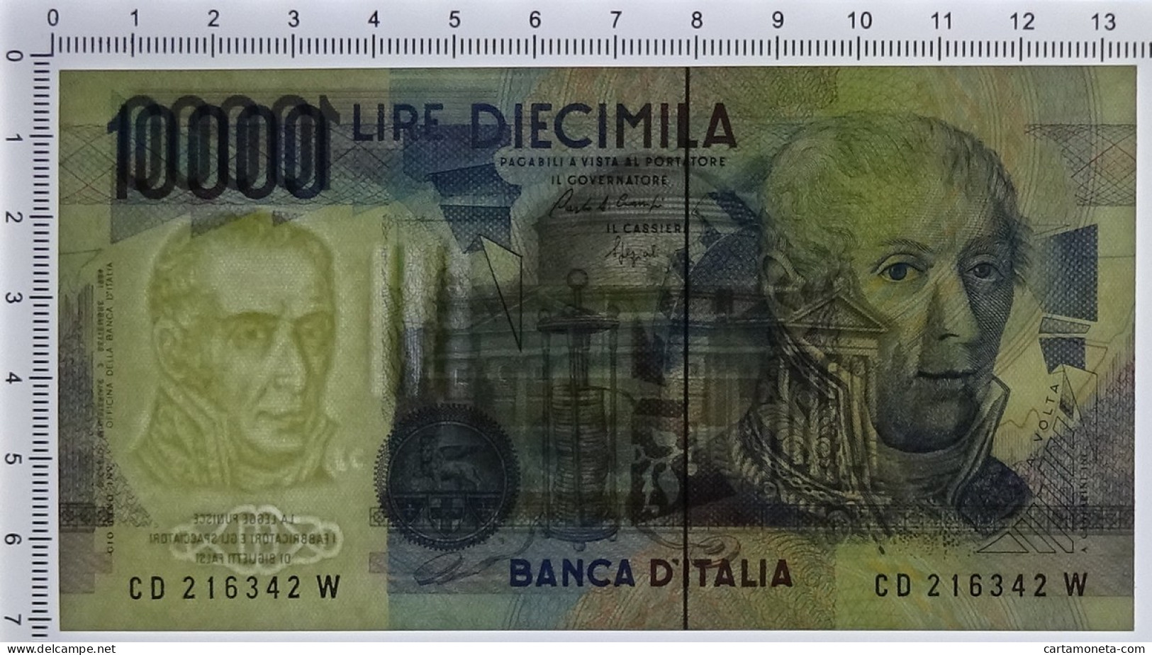 10000 LIRE BANCA D'ITALIA ALESSANDRO VOLTA LETTERA D 22/11/1989 FDS - Altri & Non Classificati