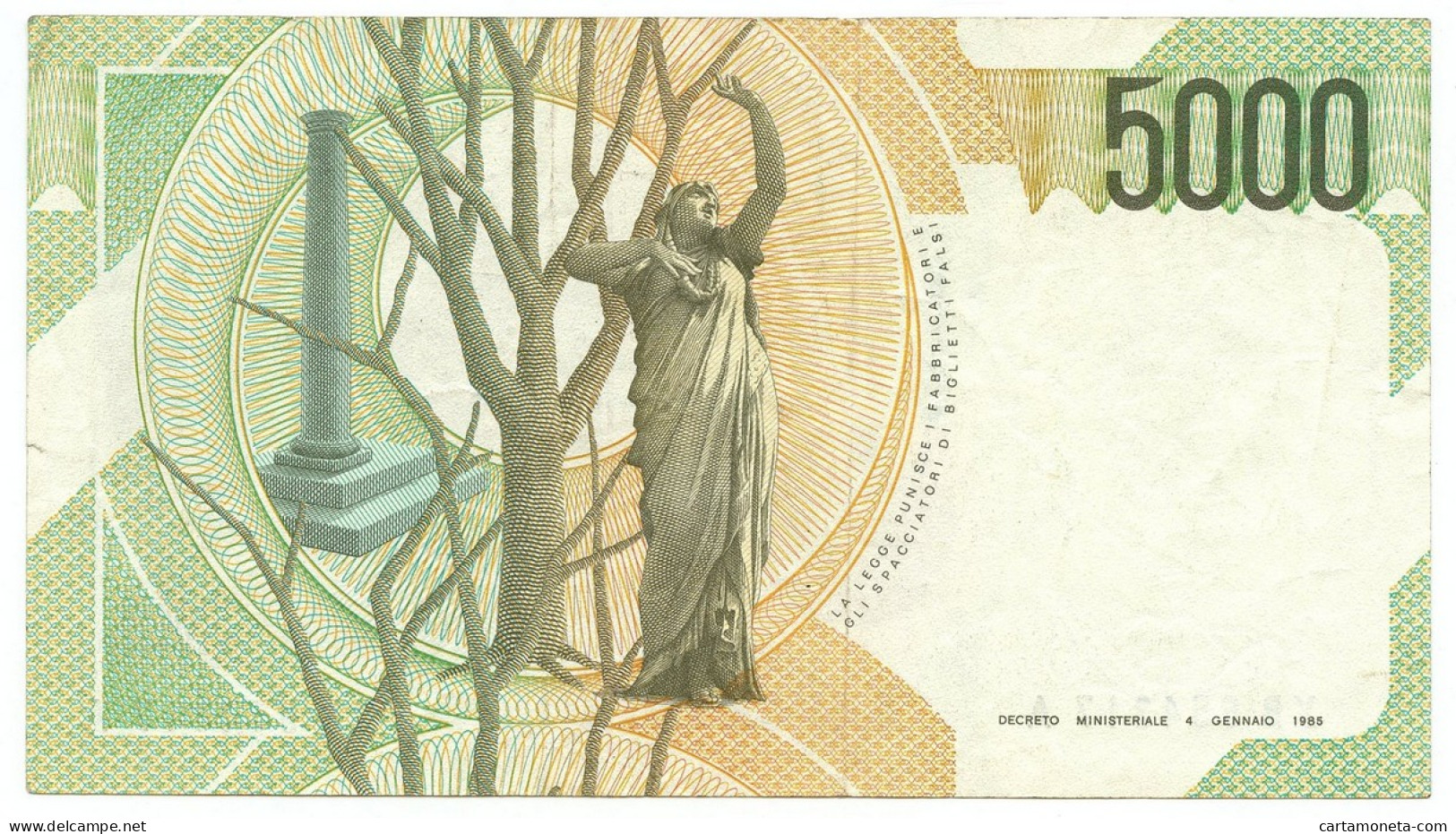 5000 LIRE B. D'ITALIA VINCENZO BELLINI SERIE SOSTITUTIVA XB 12/11/1993 BB+ - Autres & Non Classés