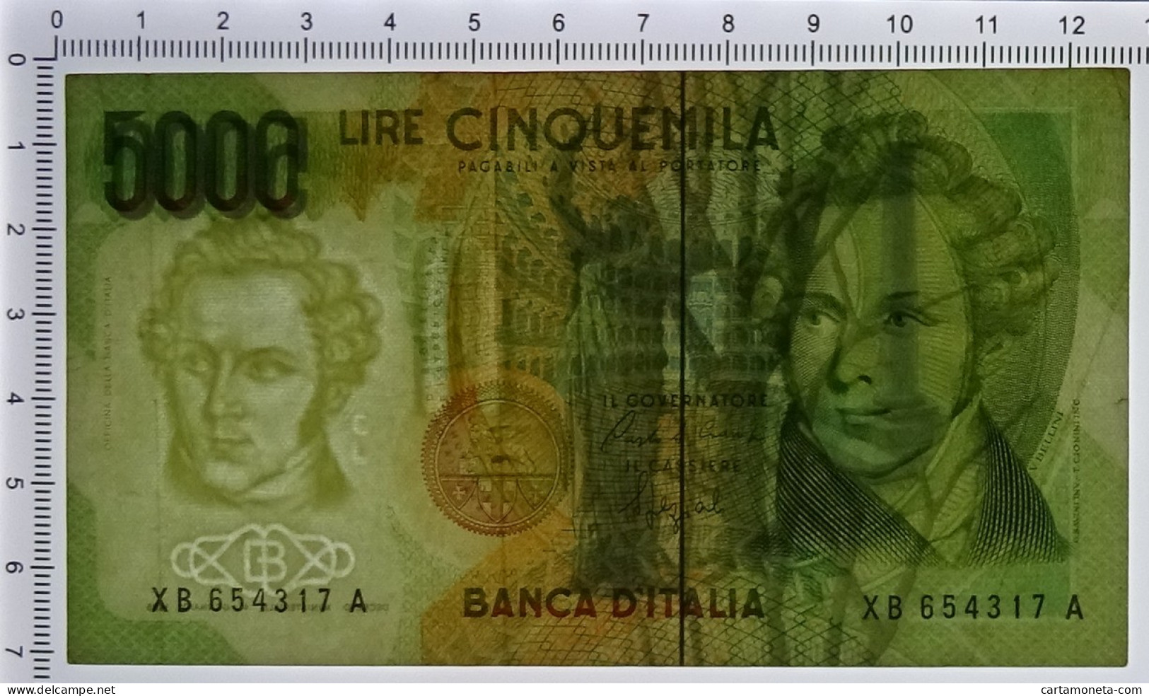 5000 LIRE B. D'ITALIA VINCENZO BELLINI SERIE SOSTITUTIVA XB 12/11/1993 BB+ - Andere & Zonder Classificatie