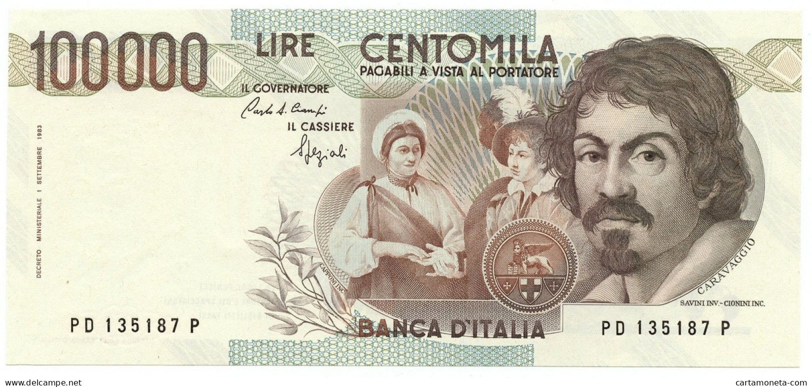 100000 LIRE BANCA D'ITALIA CARAVAGGIO I TIPO LETTERA D 25/01/1990 QFDS - Other & Unclassified