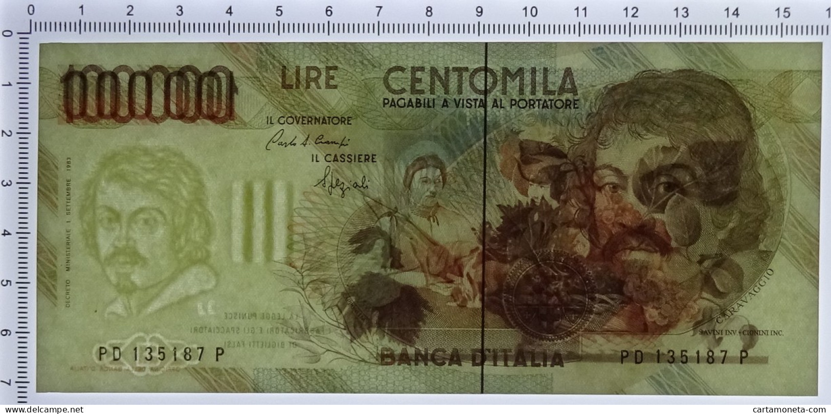 100000 LIRE BANCA D'ITALIA CARAVAGGIO I TIPO LETTERA D 25/01/1990 QFDS - Autres & Non Classés