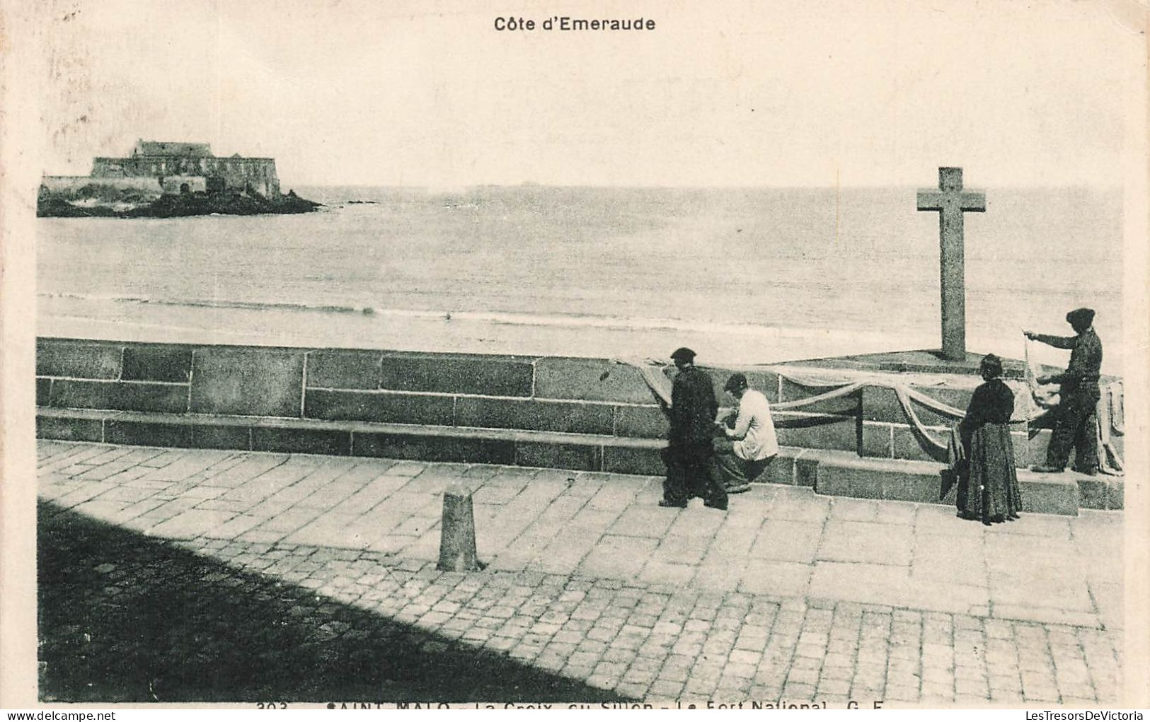 FRANCE - Saint Malo - La Croix Au Sillon - Le Fort National - GE - Carte Postale Ancienne - Saint Malo