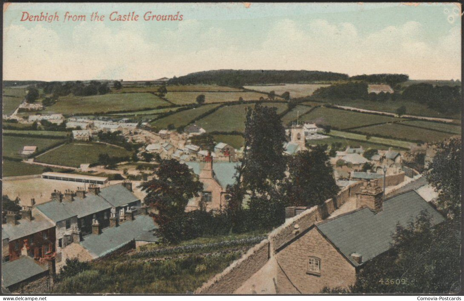 Denbigh From The Castle Grounds, Denbighshire, 1913 - Valentine's Postcard - Denbighshire