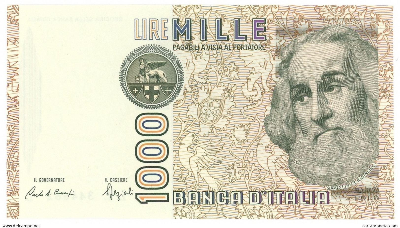 1000 LIRE MARCO POLO LETTERA E 18/01/1988 FDS - Altri & Non Classificati